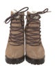 Valentino Rockstud Accents Suede Lace-Up Boots
