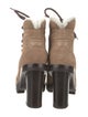 Valentino Rockstud Accents Suede Lace-Up Boots