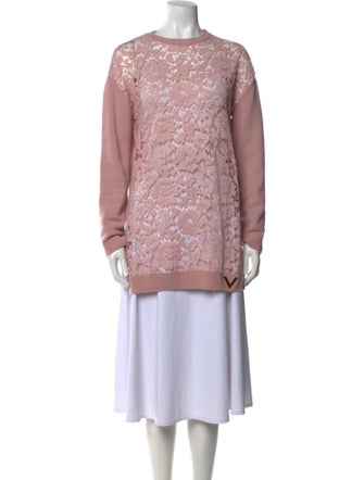 Valentino Virgin Wool Lace Pattern Sweater