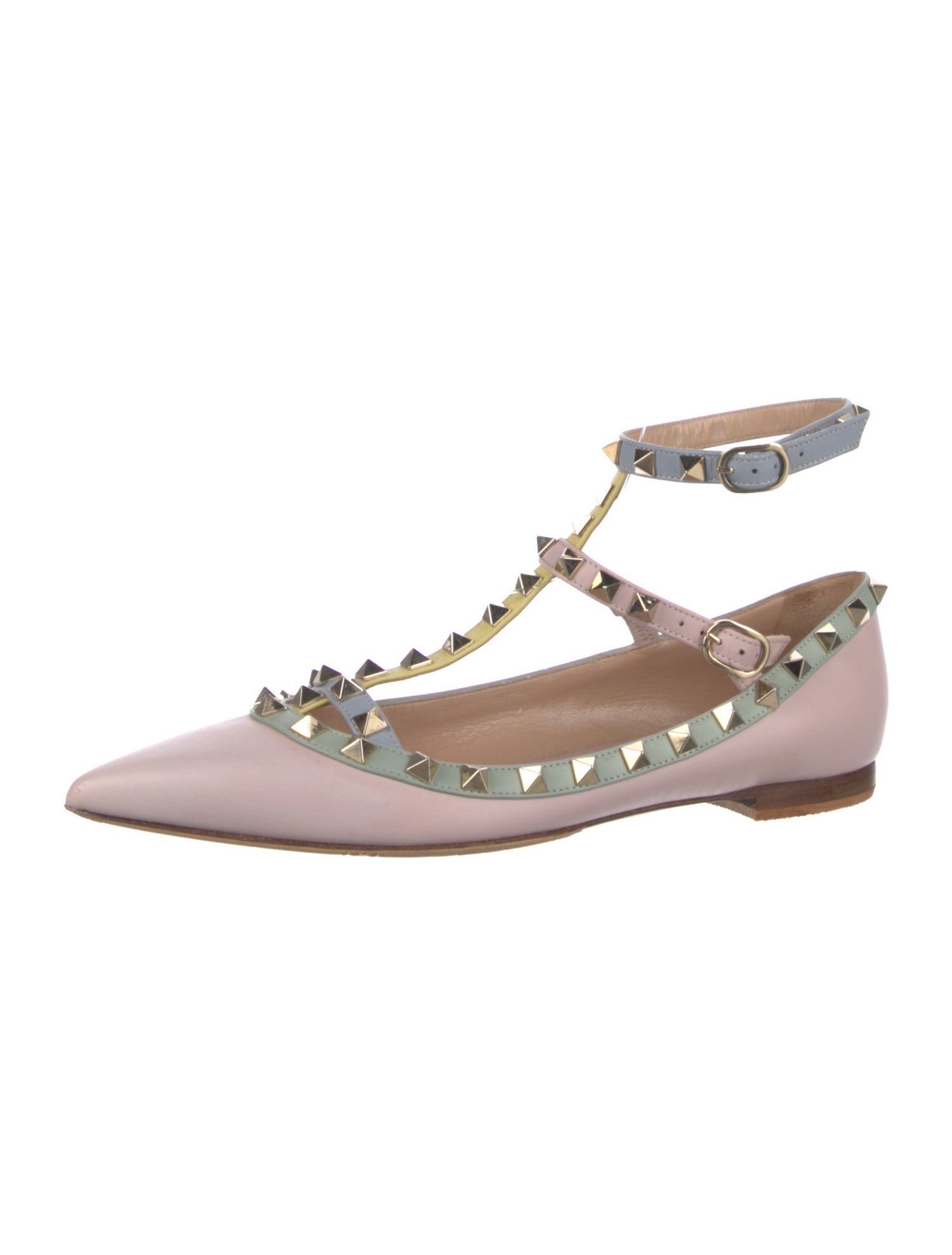 Valentino Rockstud Accents Leather Ballet Flats