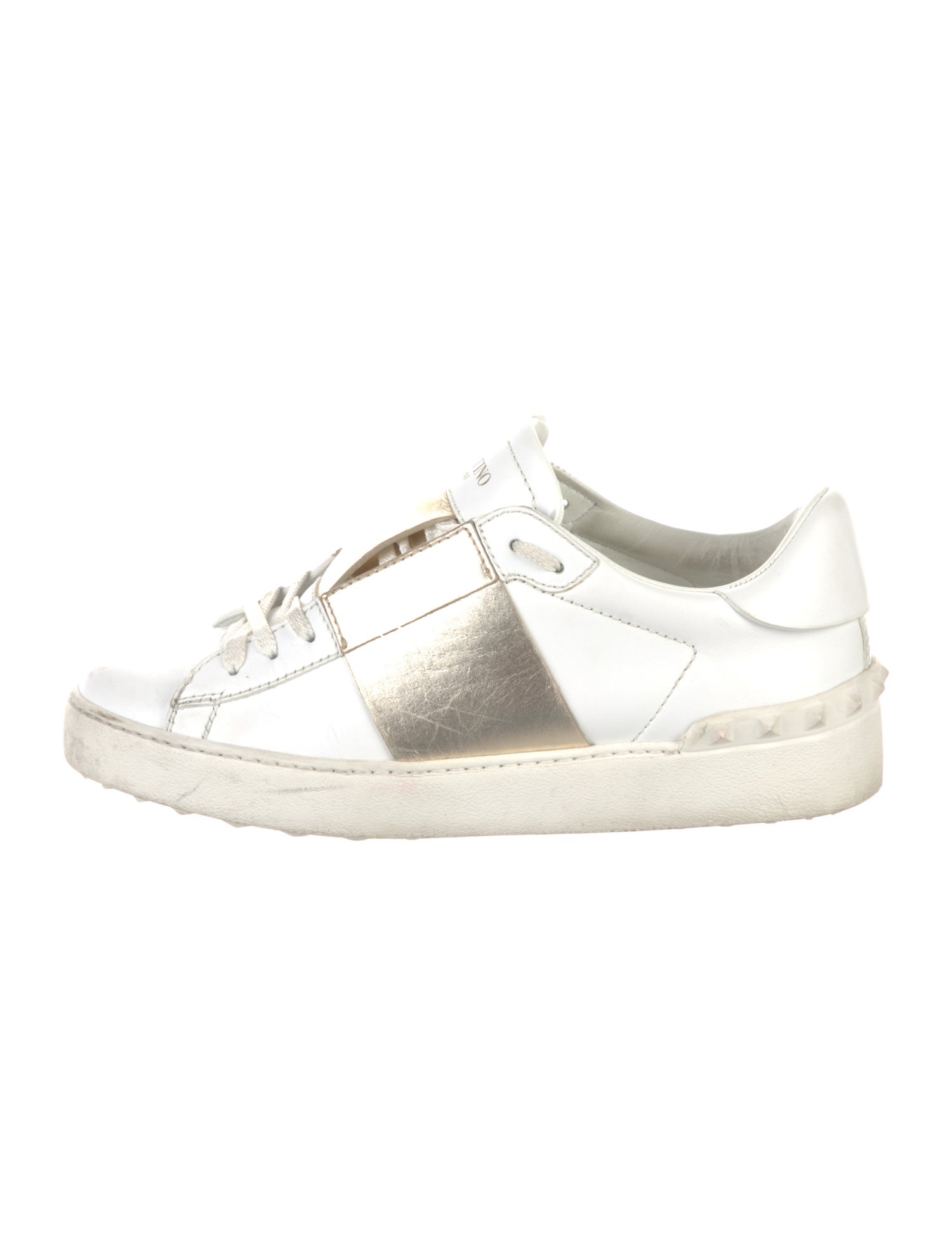 Valentino Rockstud Accents Leather Sneakers