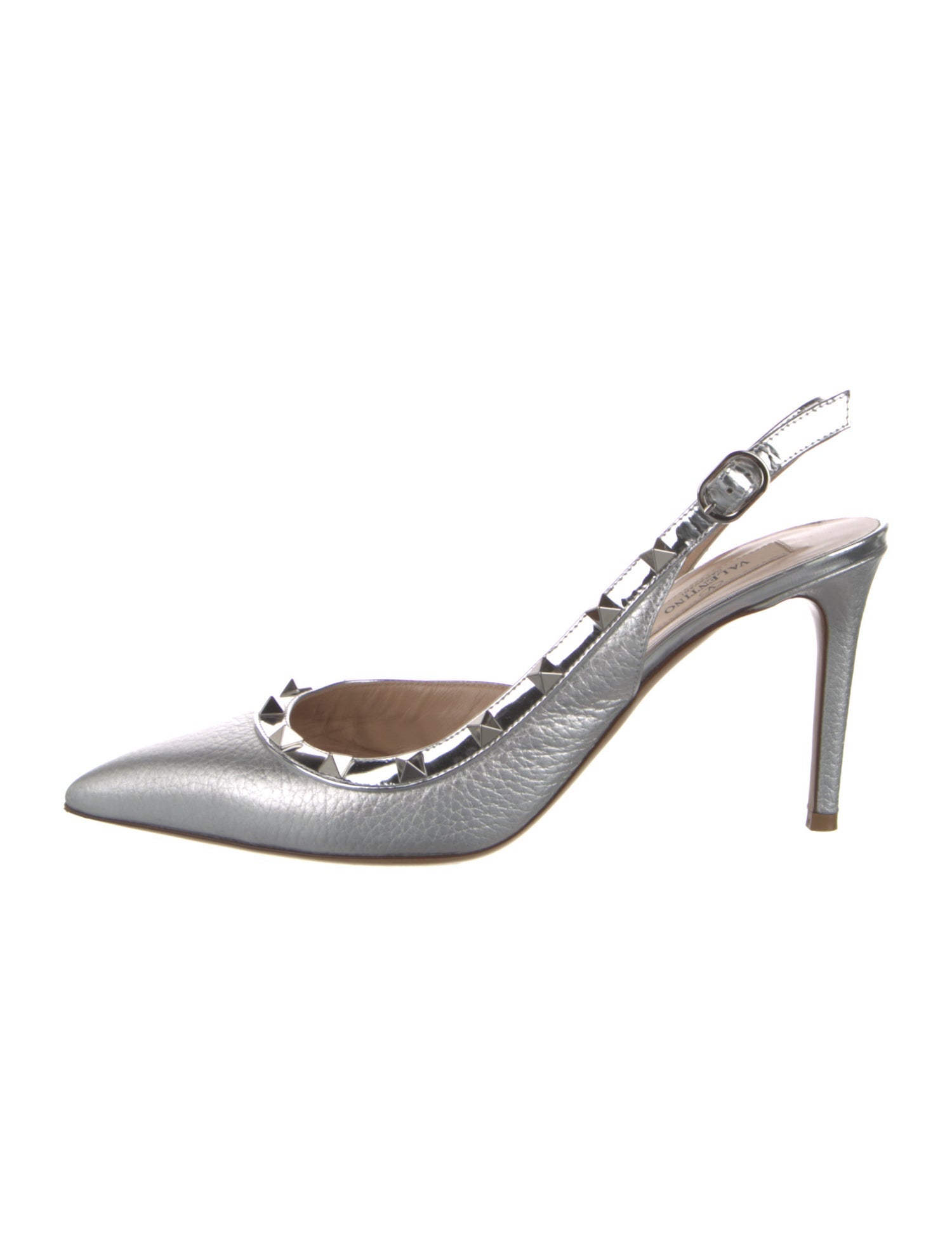 Valentino Rockstud Accents Leather Slingback Pumps