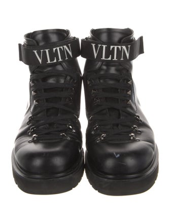 Valentino Rockstud Accents Leather Combat Boots