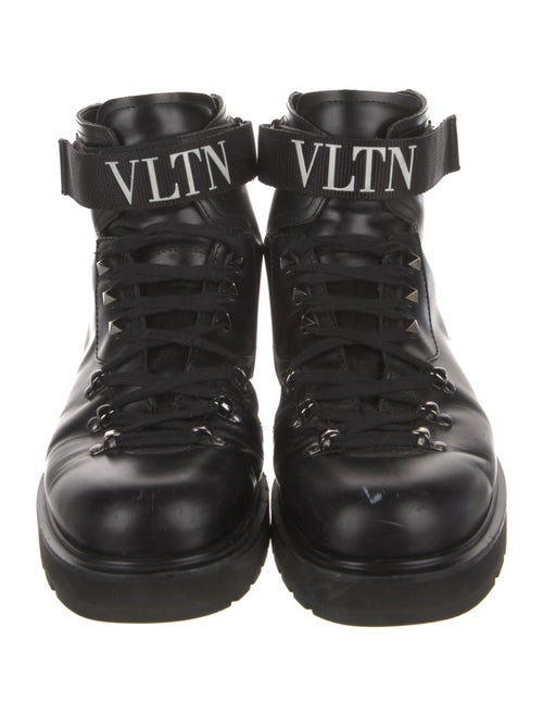 Valentino Rockstud Accents Leather Combat Boots