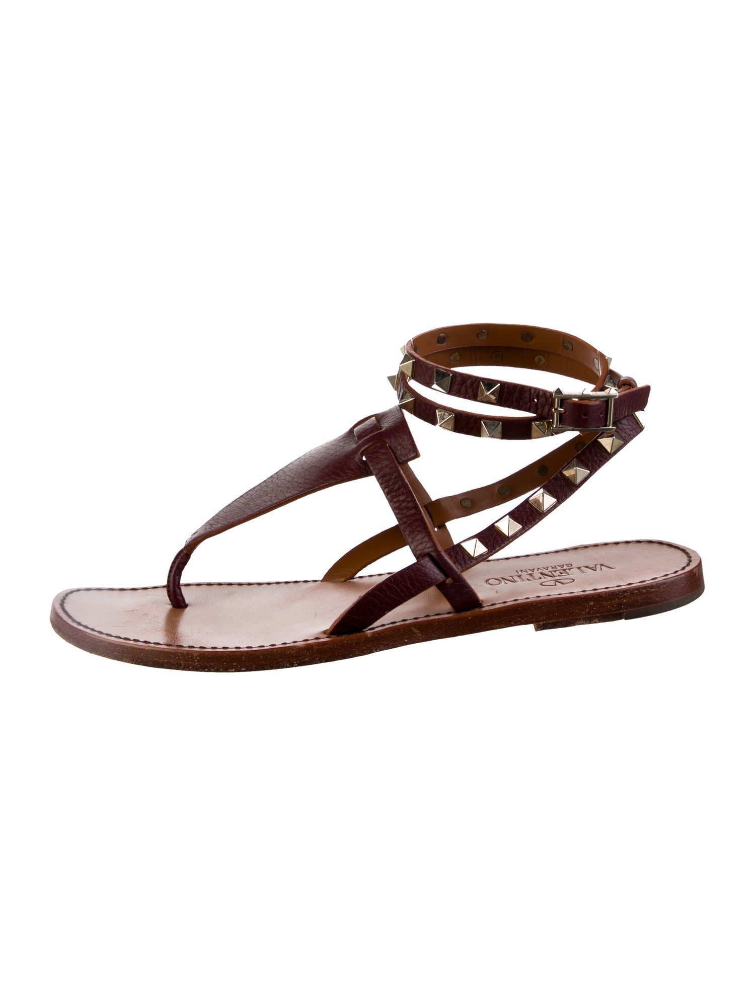 Valentino Rockstud Accents Leather Gladiator Sandals