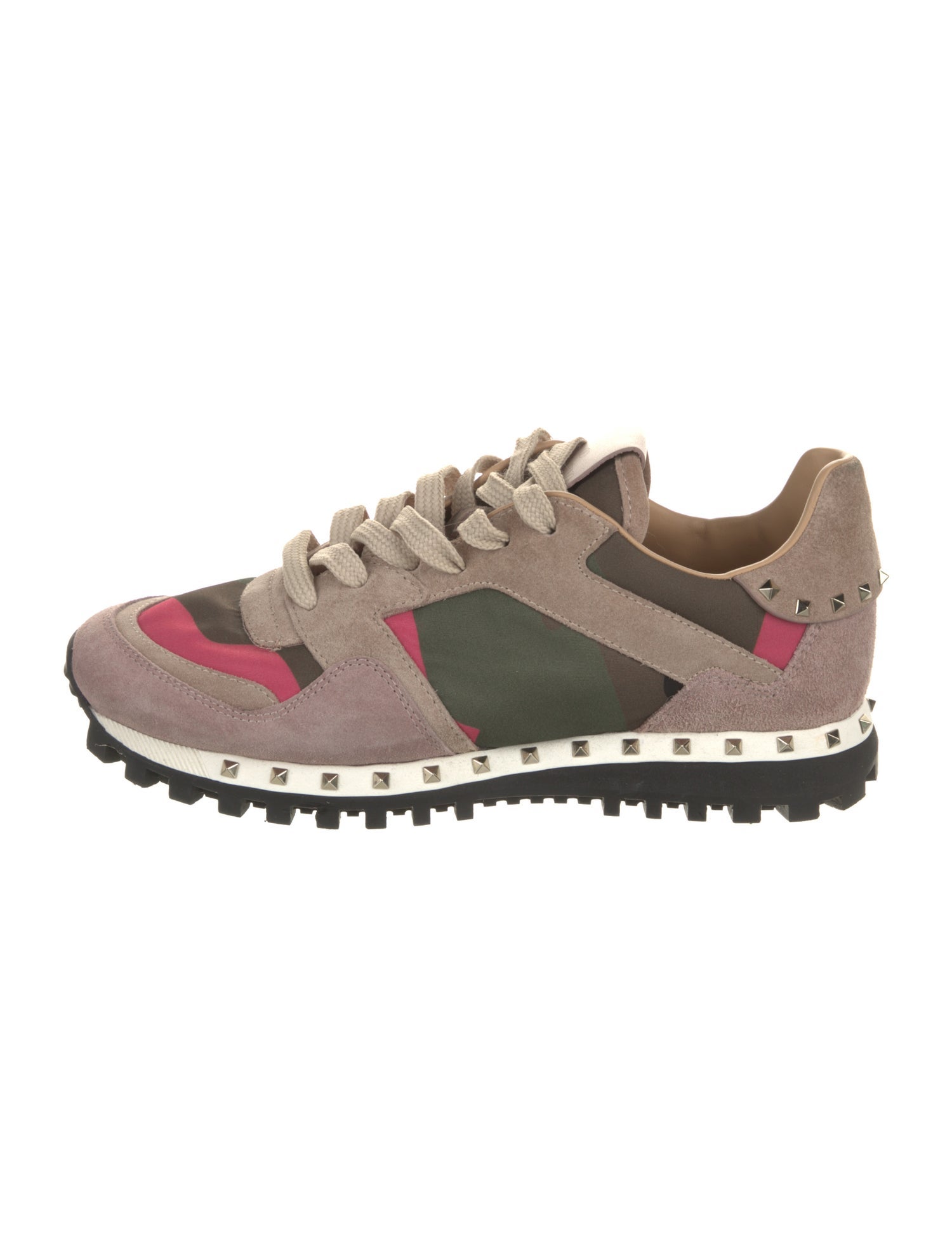 Valentino Rockstud Accents Suede Sneakers