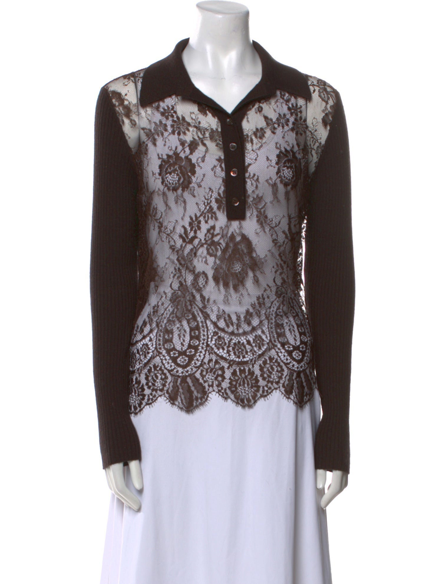 Valentino Virgin Wool Lace Pattern Sweater