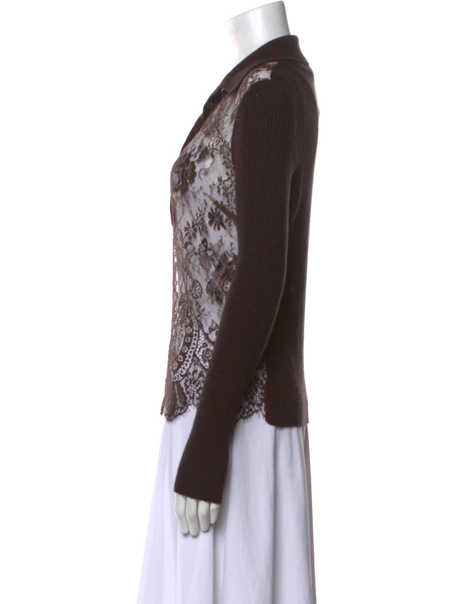 Valentino Virgin Wool Lace Pattern Sweater