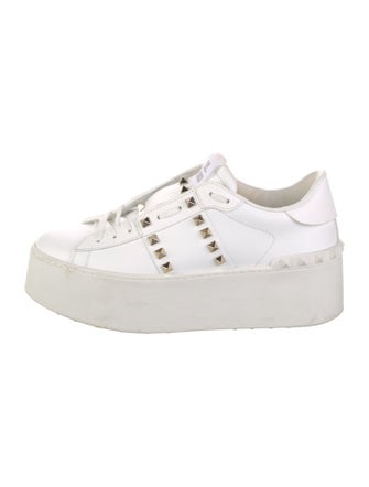 Valentino Rockstud Accents Leather Sneakers