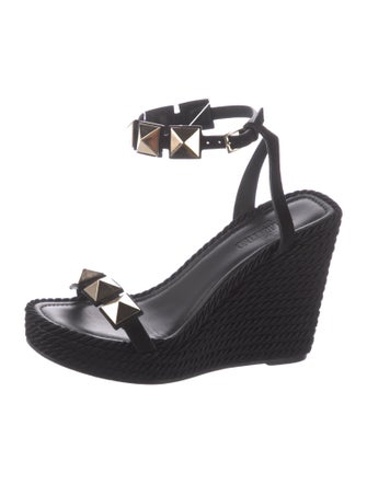 Valentino Rockstud Accents Suede Espadrilles