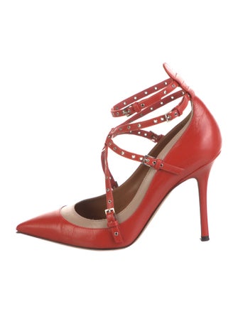 Valentino Leather Eyelet Trim Pumps