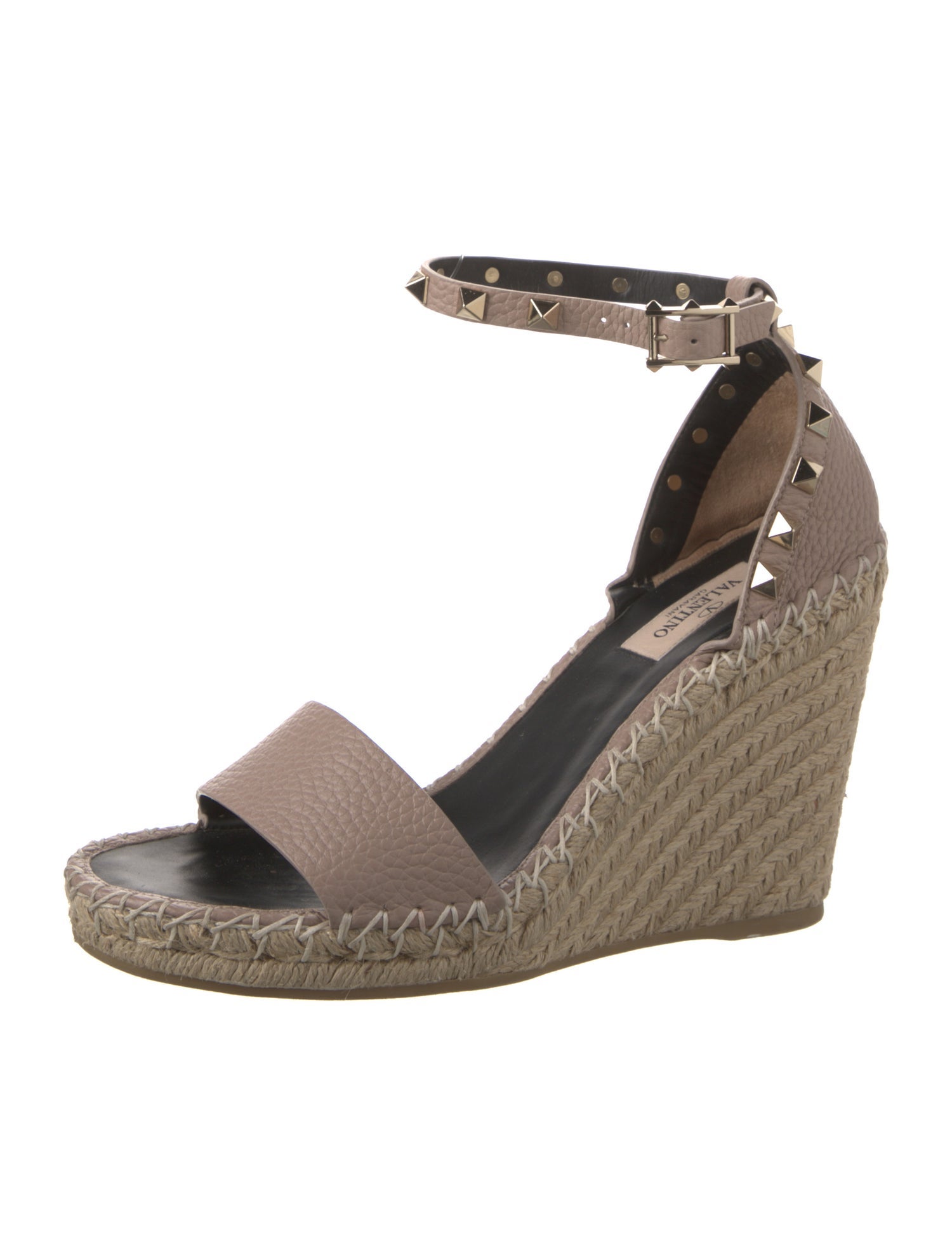 Valentino Rockstud Accents Leather Espadrilles