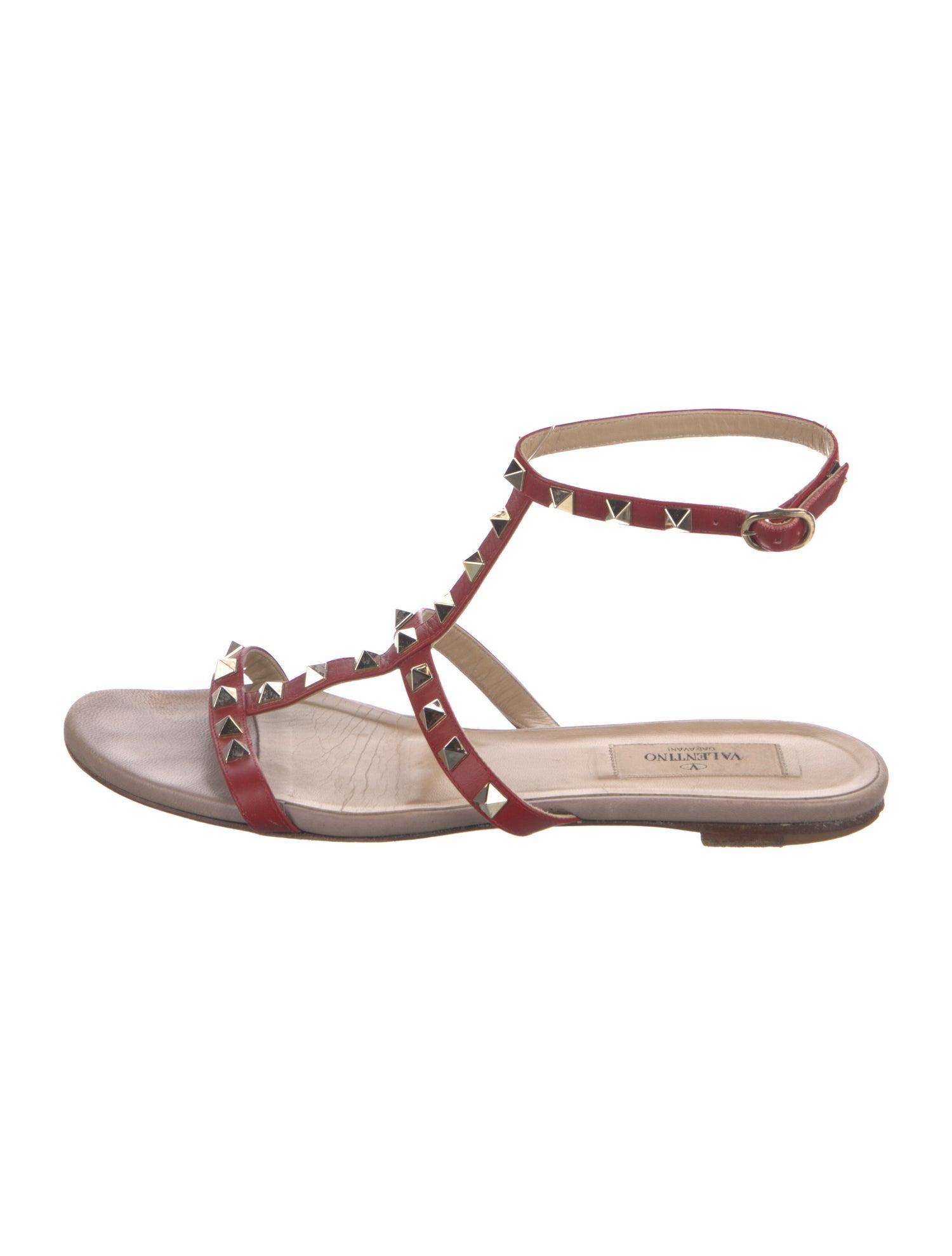 Valentino Rockstud Accents Leather Gladiator Sandals
