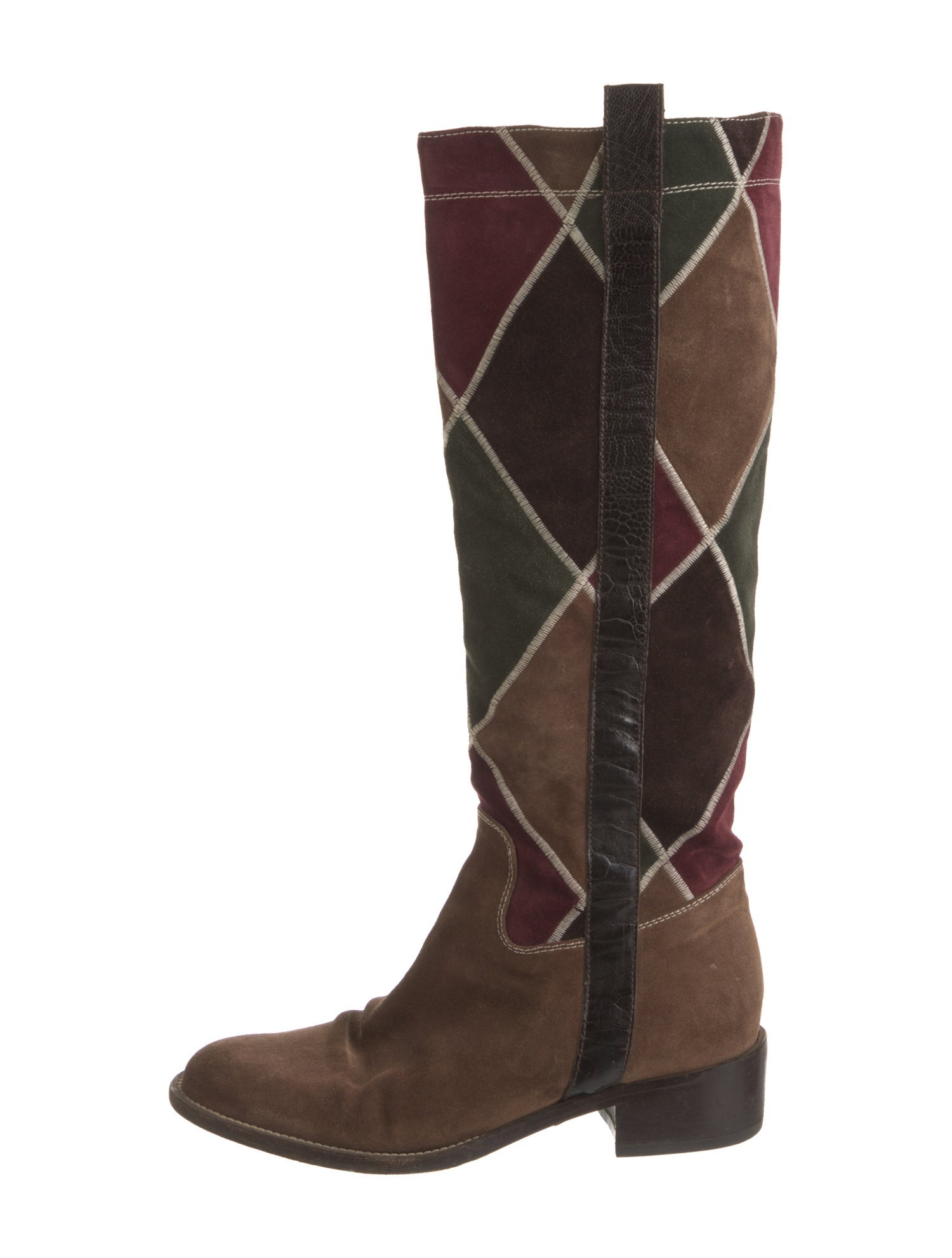 Valentino Suede Printed Riding Boots