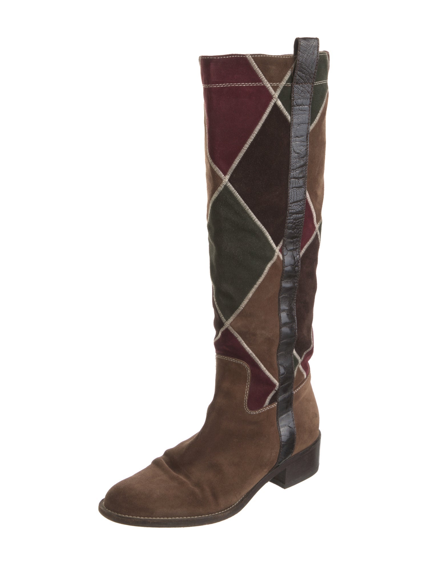 Valentino Suede Printed Riding Boots