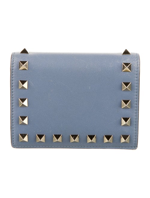 Valentino Rockstud Accents Leather Compact Wallet
