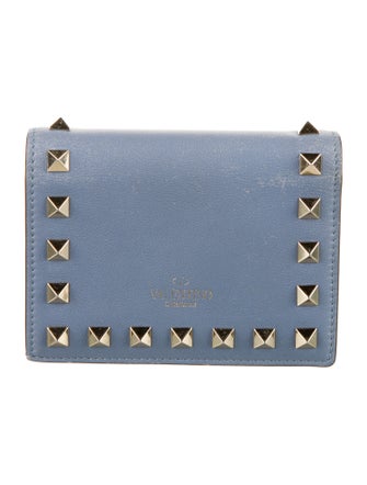 Valentino Rockstud Accents Leather Compact Wallet