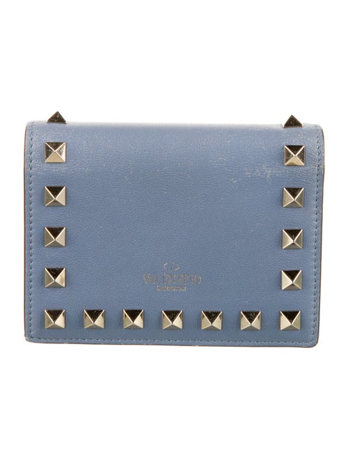 Valentino Rockstud Accents Leather Compact Wallet