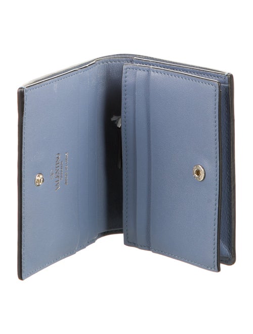 Valentino Rockstud Accents Leather Compact Wallet