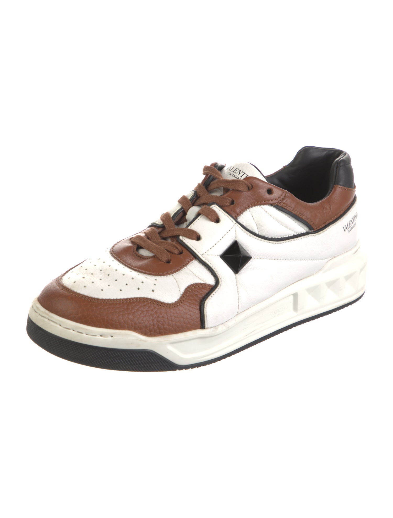 Valentino Rockstud Accents Leather Sneakers