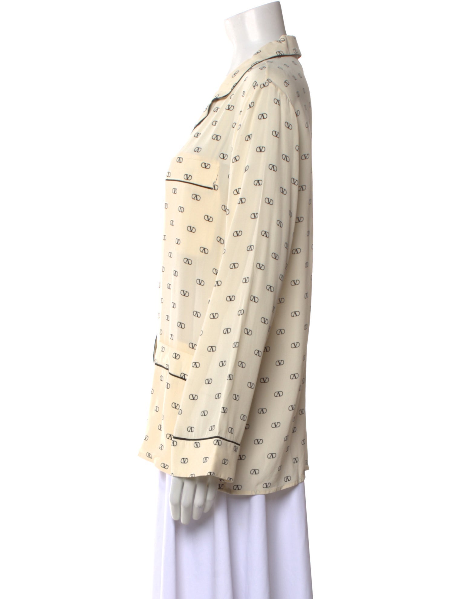 Valentino Silk Polka Dot Print Button-Up Top