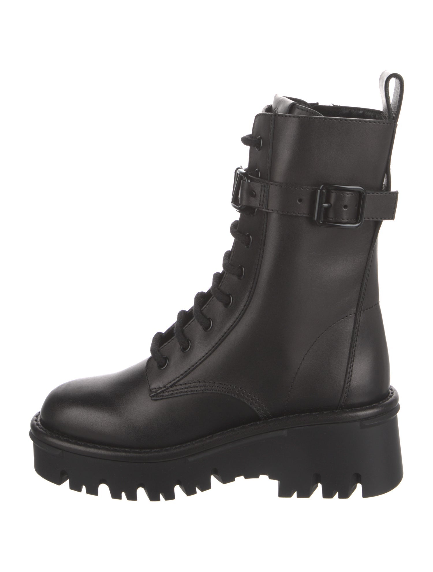 Valentino Leather Combat Boots