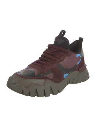 Valentino Leather Camouflage Print Sneakers
