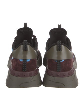 Valentino Leather Camouflage Print Sneakers
