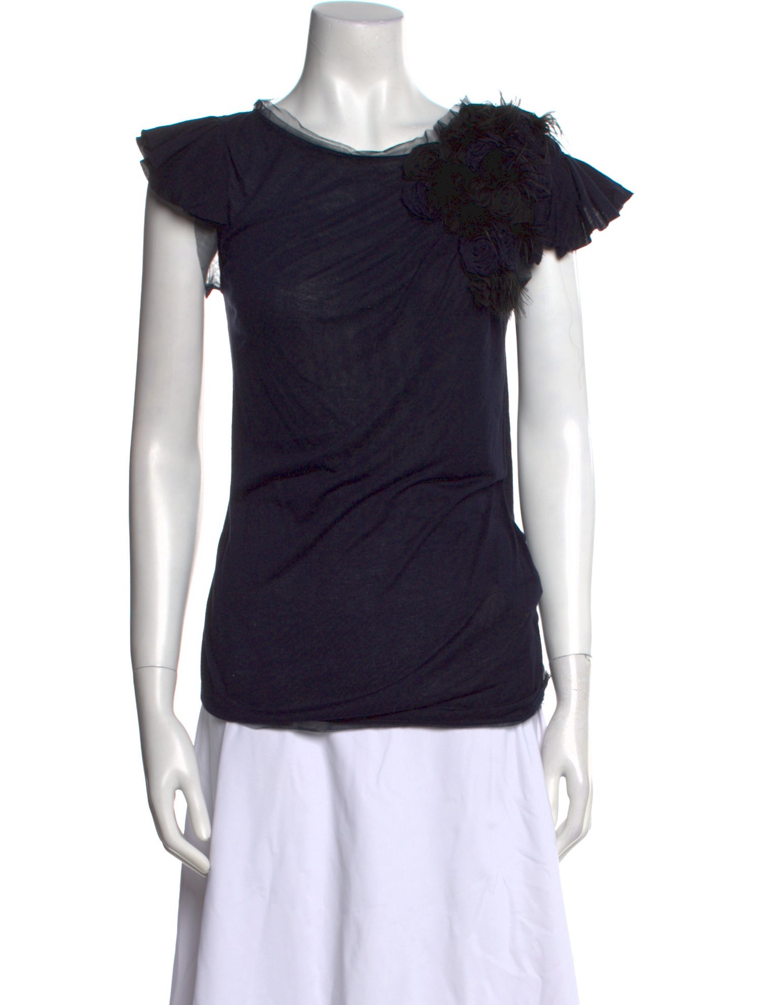 Valentino Couture Bateau Neckline Short Sleeve Top