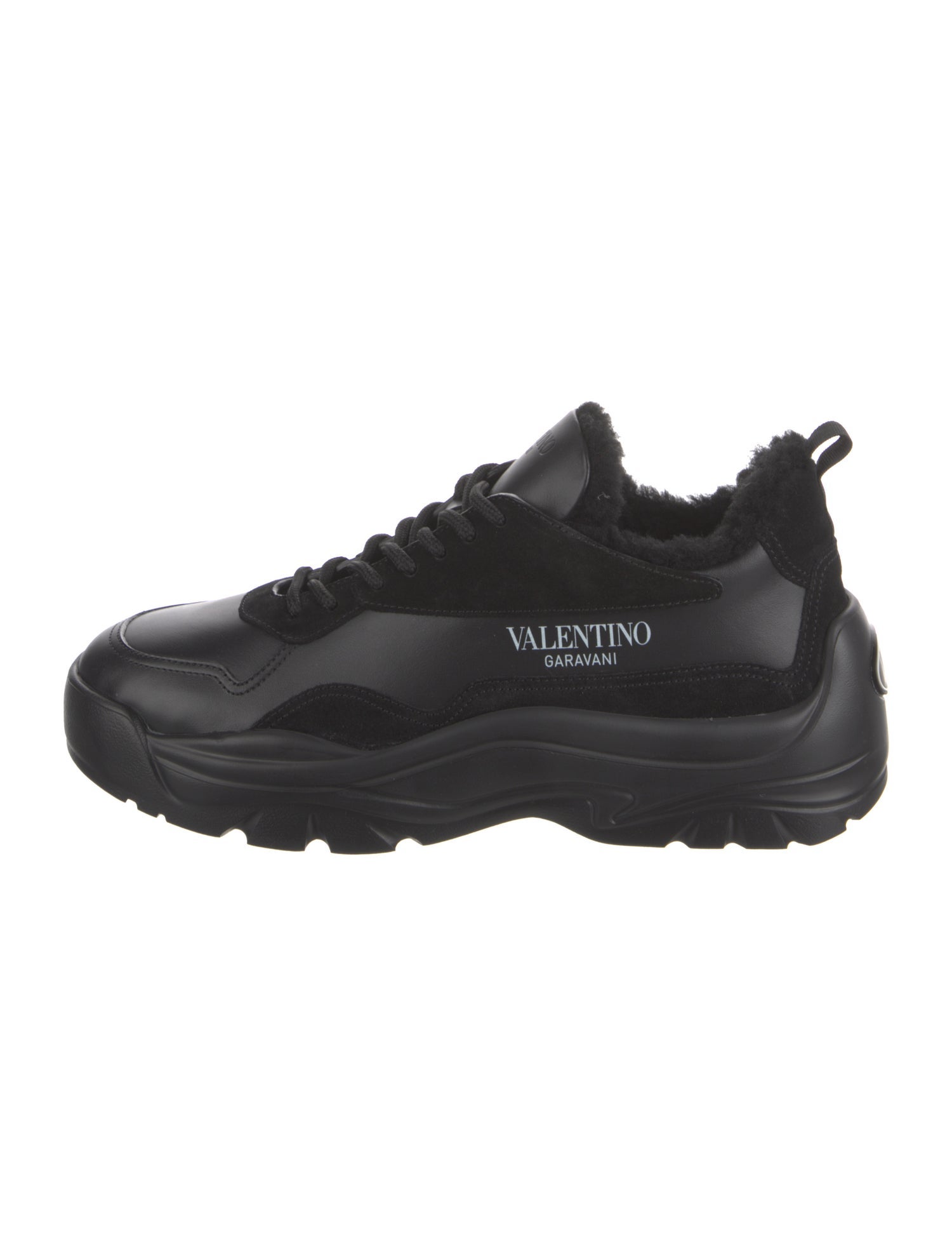 Valentino Leather Graphic Print Sneakers