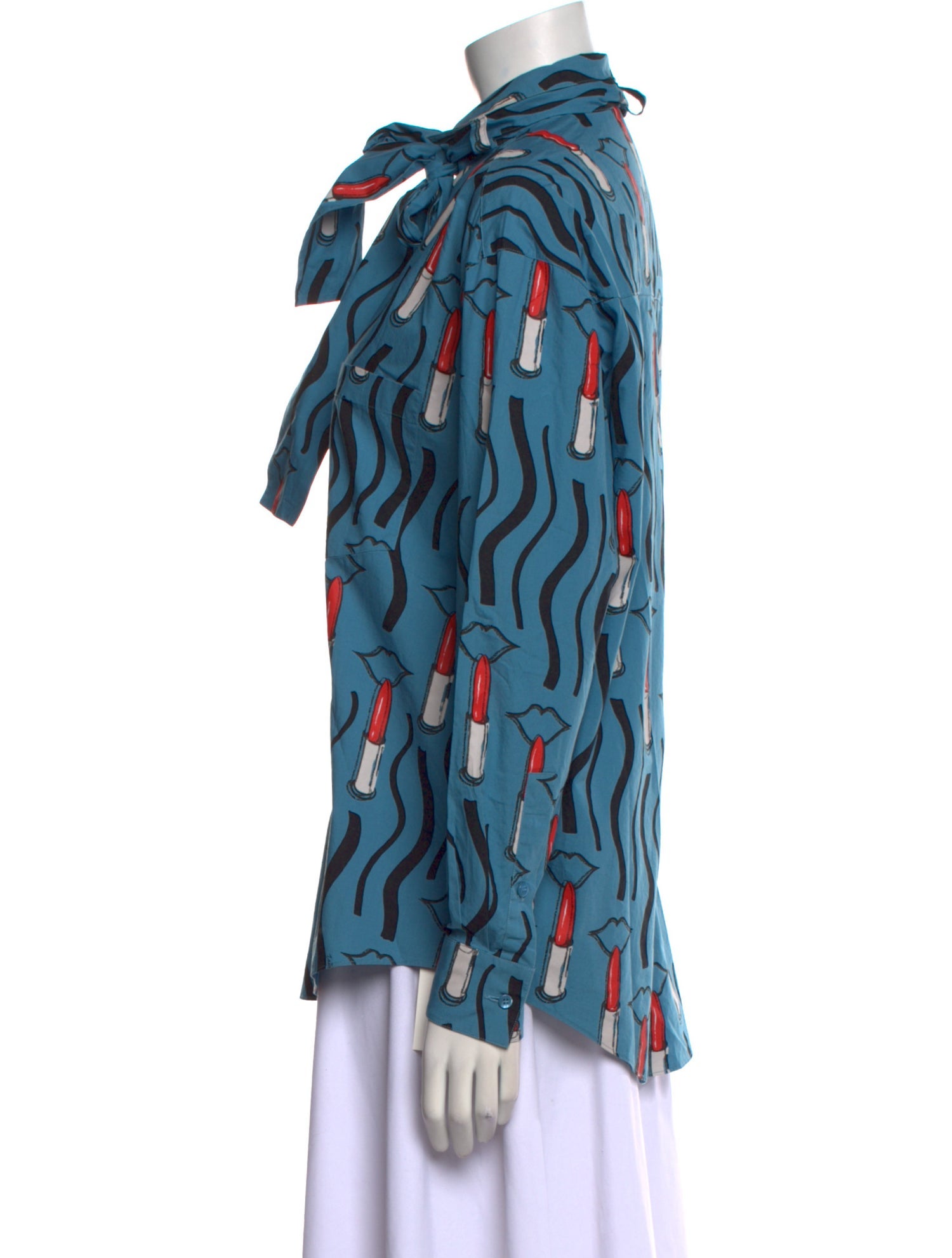 Valentino Printed Long Sleeve Button-Up Top