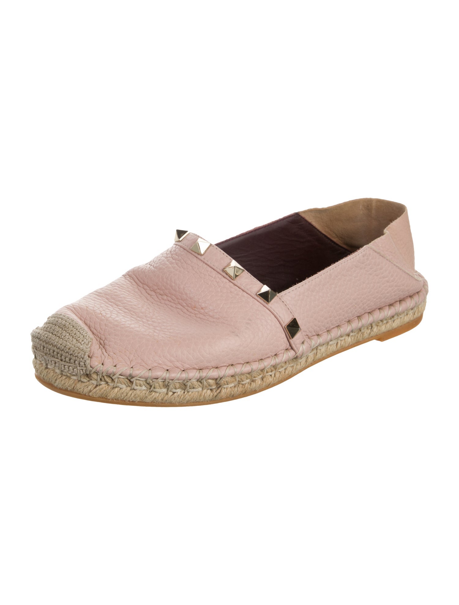 Valentino Rockstud Accents Leather Espadrilles