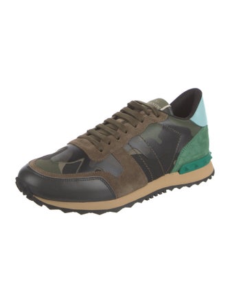 Valentino Suede Camouflage Print Sneakers