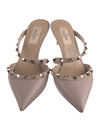 Valentino Rockstud Accents Leather Mules