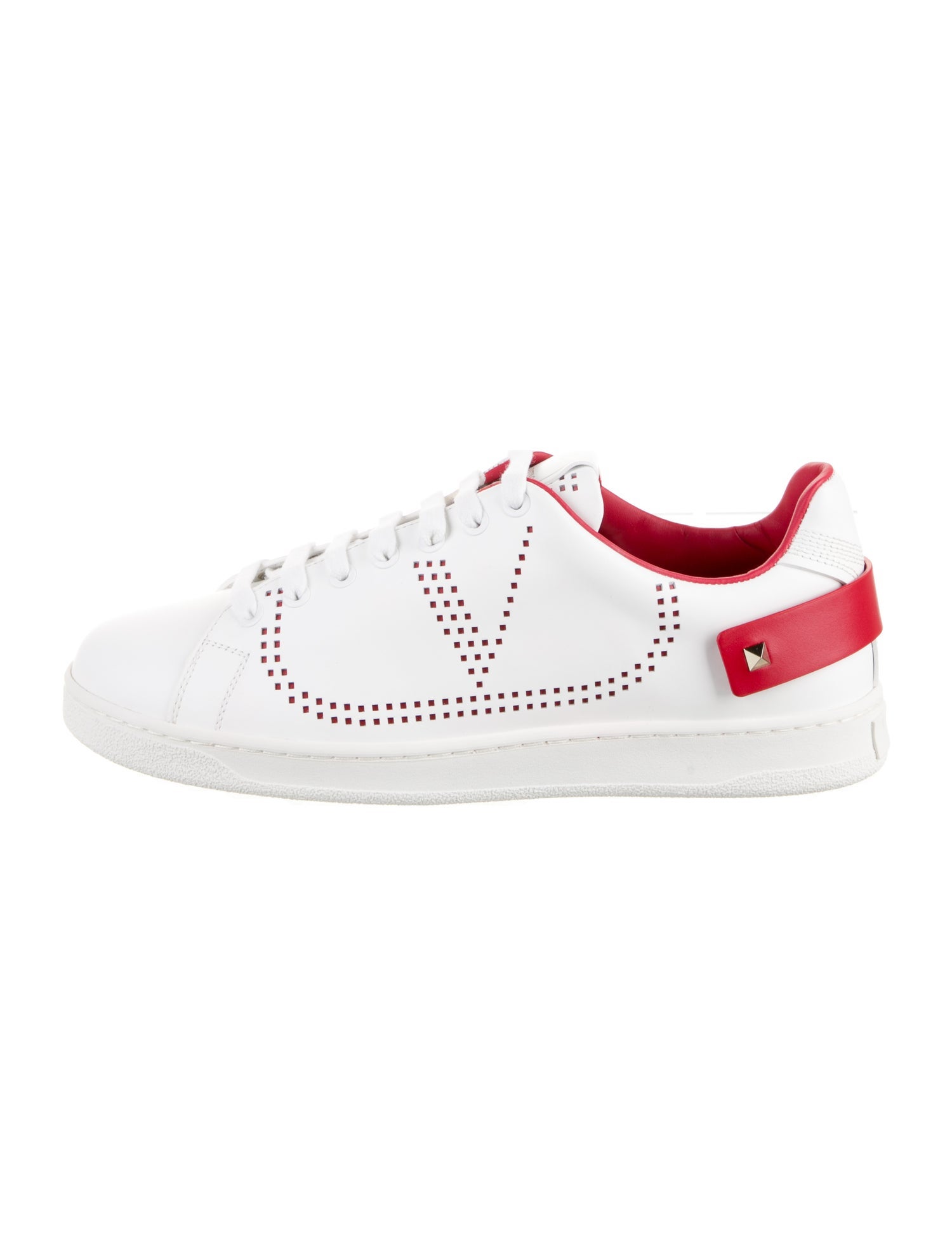 Valentino Leather Colorblock Pattern Sneakers