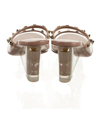 Valentino Rockstud Accents Patent Leather Slides