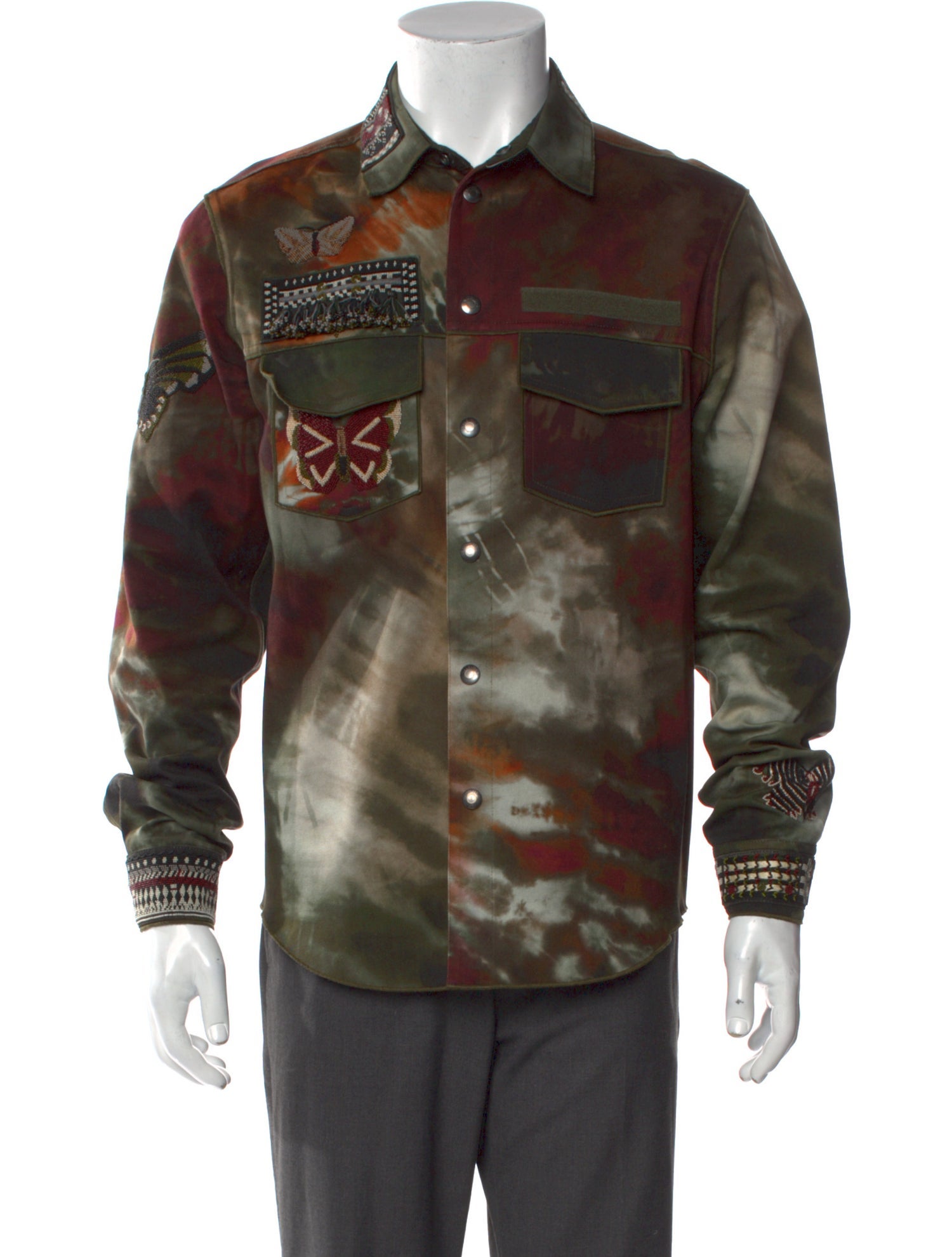 Valentino Tie-Dye Print Long Sleeve Western Shirt