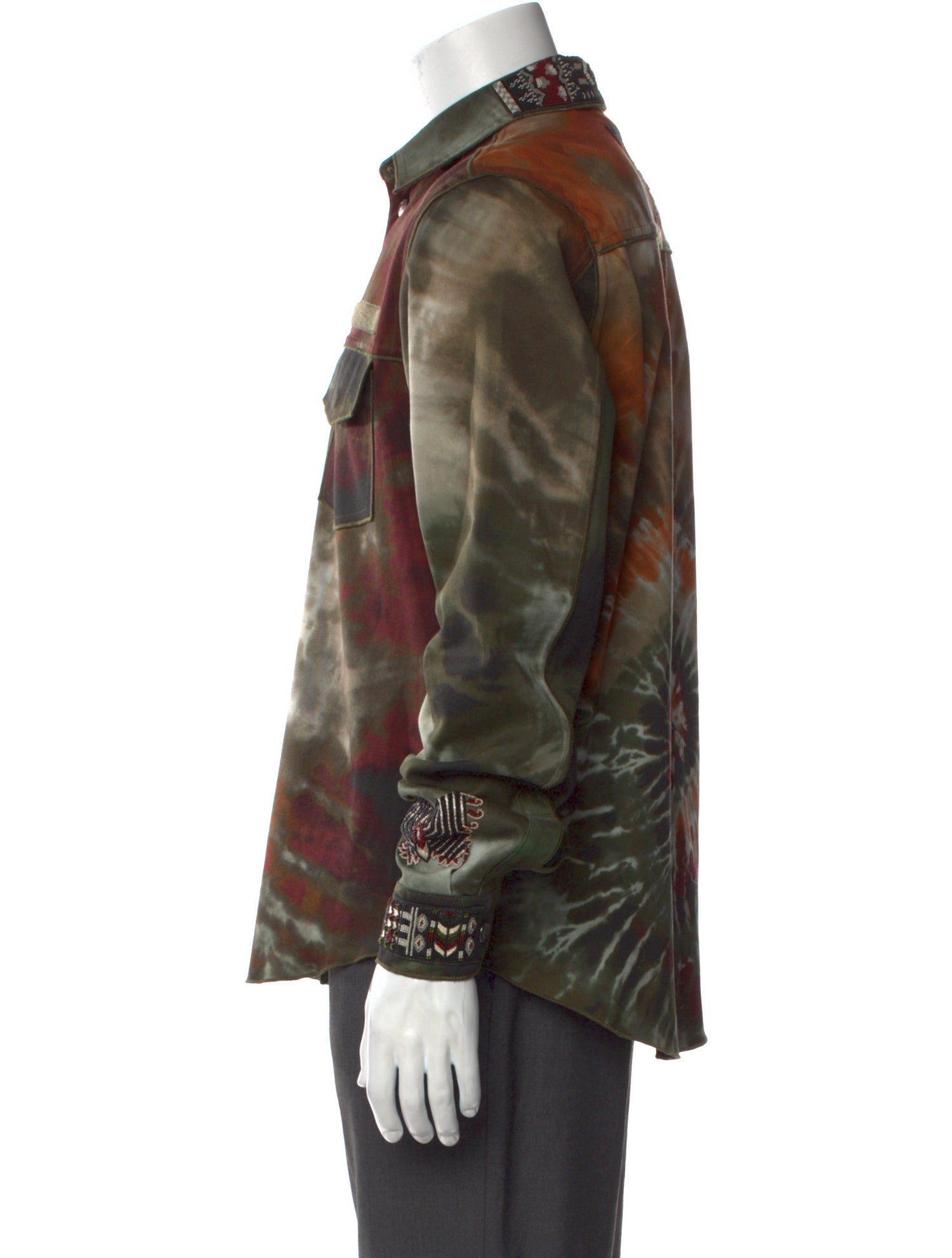 Valentino Tie-Dye Print Long Sleeve Western Shirt