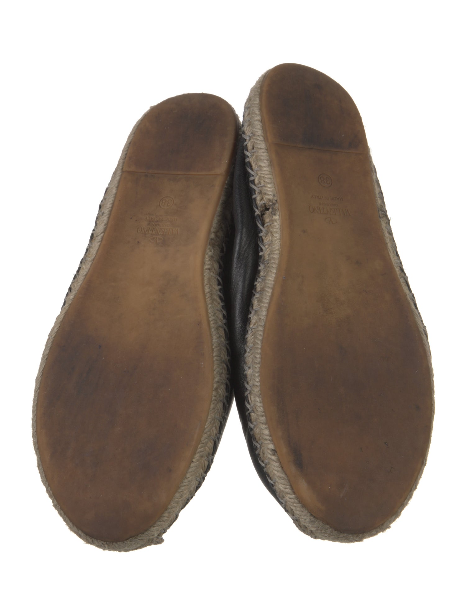 Valentino Rockstud Accents Leather Espadrilles