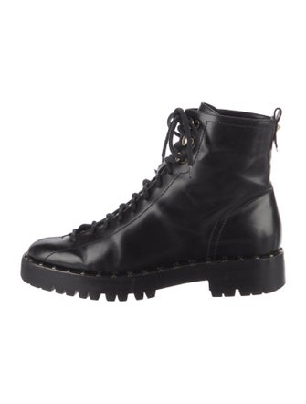 Valentino Rockstud Accents Leather Combat Boots
