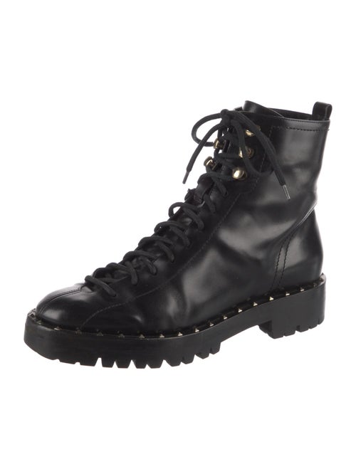 Valentino Rockstud Accents Leather Combat Boots