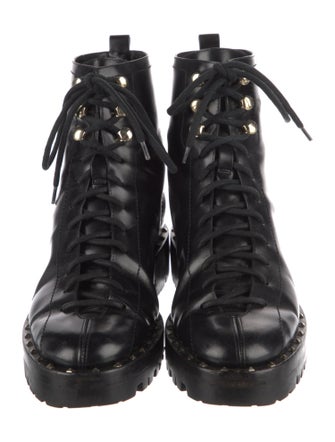 Valentino Rockstud Accents Leather Combat Boots
