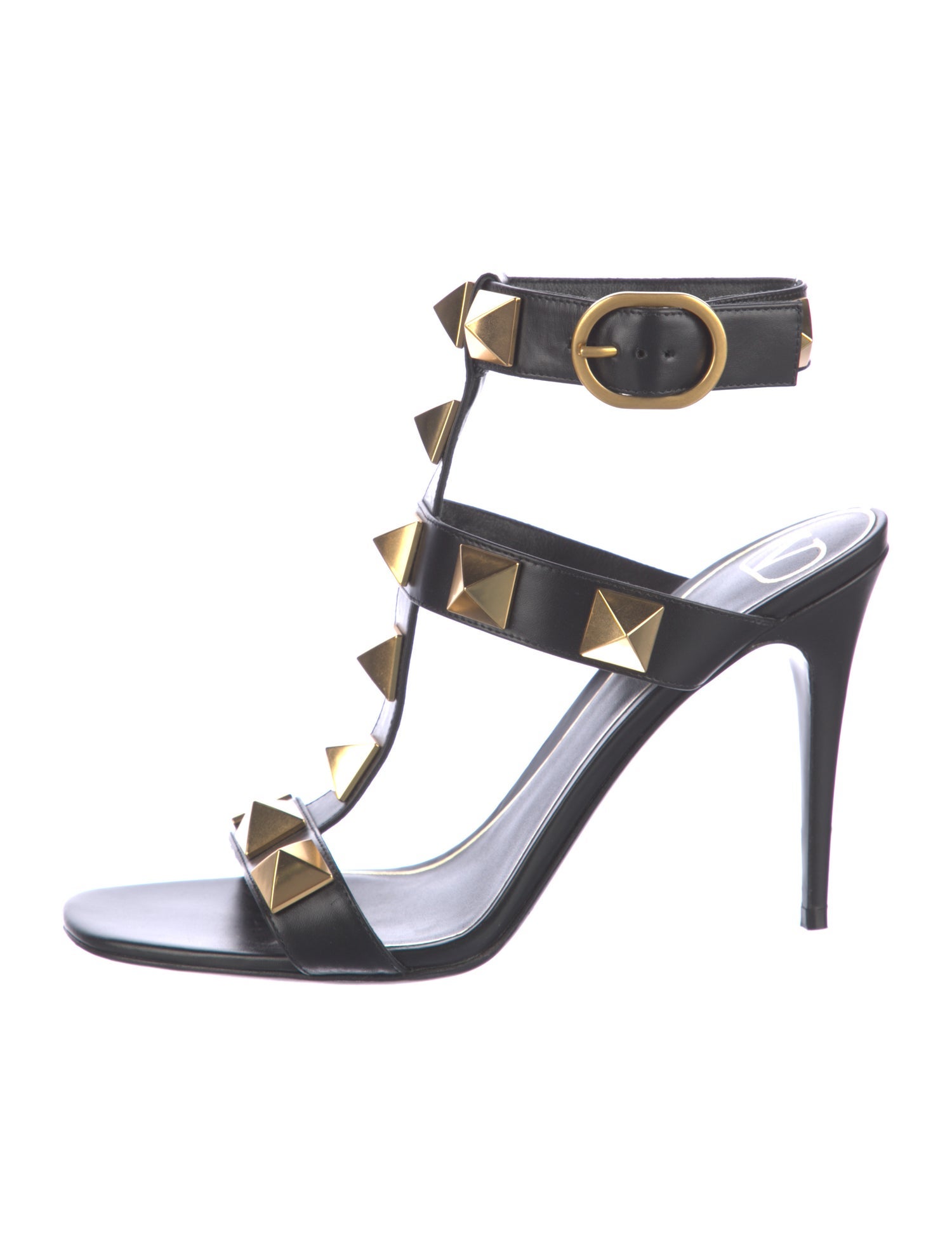Valentino Rockstud Accents Leather T-Strap Sandals