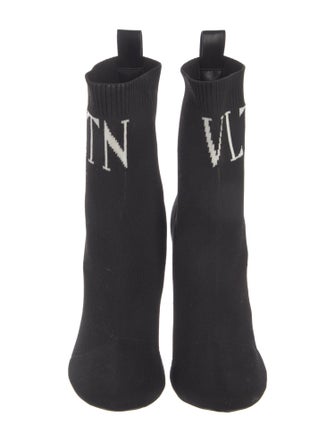 Valentino Rockstud Accents Graphic Print Sock Boots