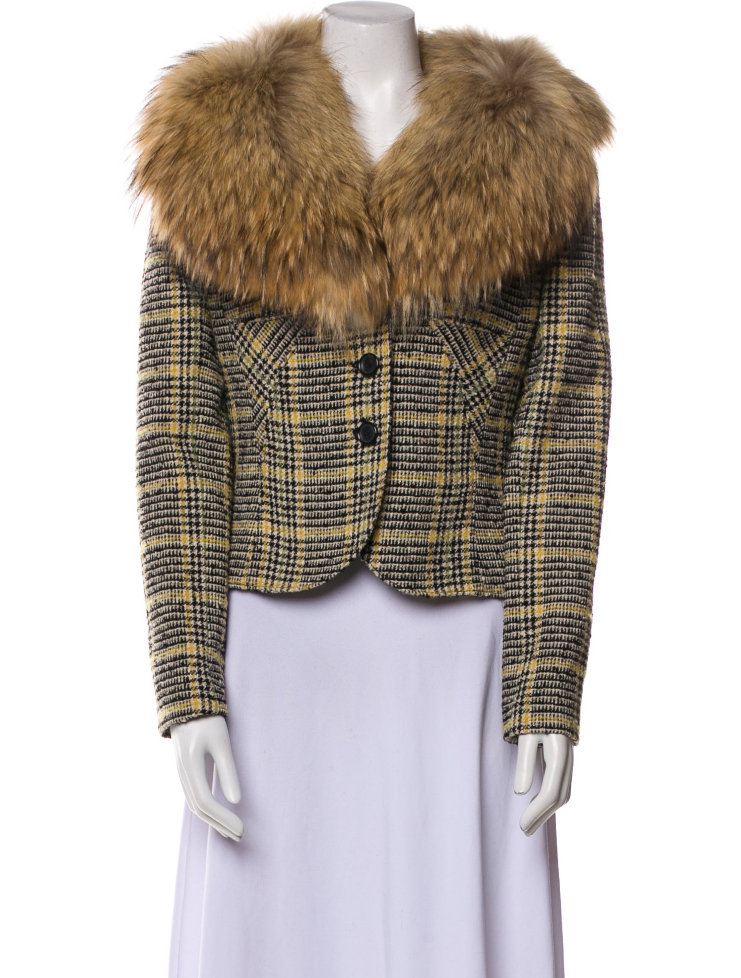 Valentino Wool Plaid Print Coat