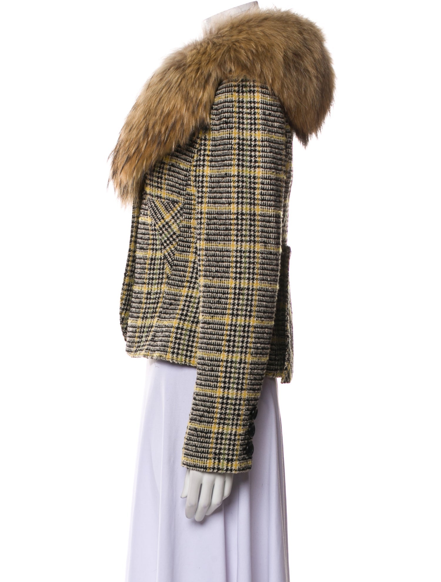 Valentino Wool Plaid Print Coat