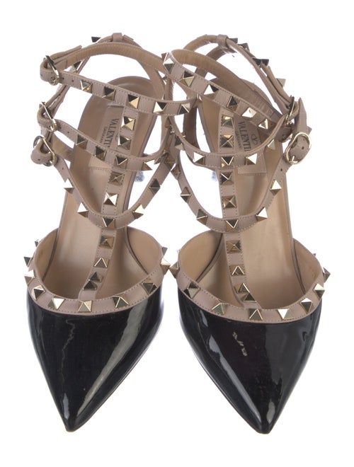 Valentino Rockstud Accents Patent Leather T-Strap Pumps
