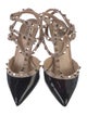 Valentino Rockstud Accents Patent Leather T-Strap Pumps
