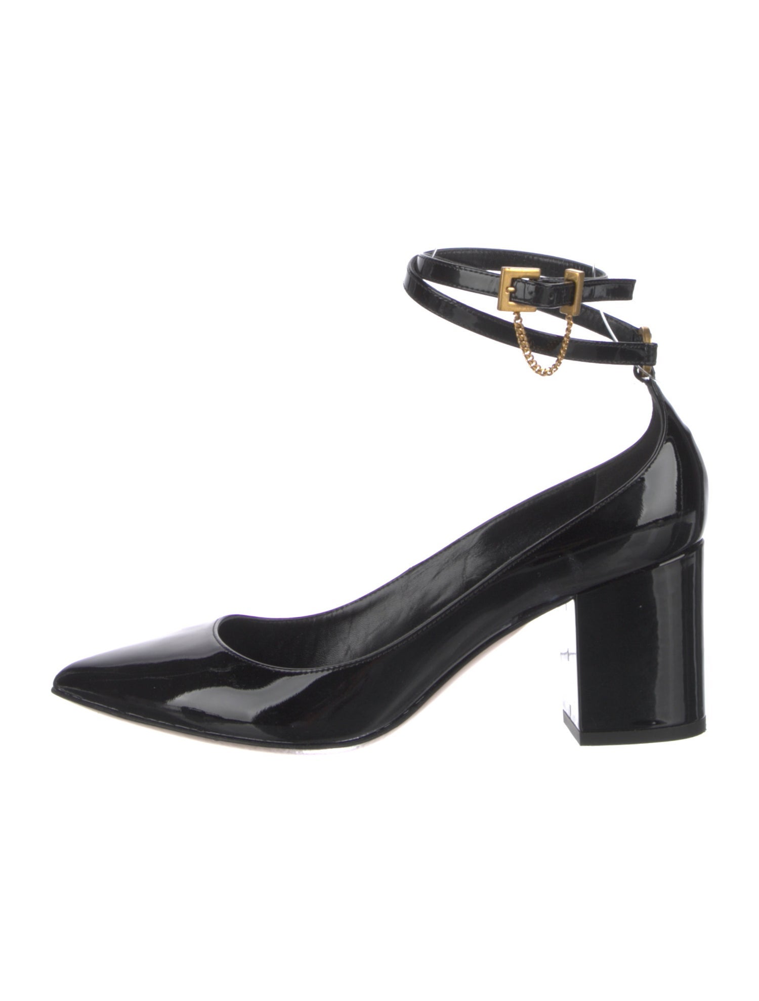 Valentino Patent Leather Chain-Link Accents Pumps