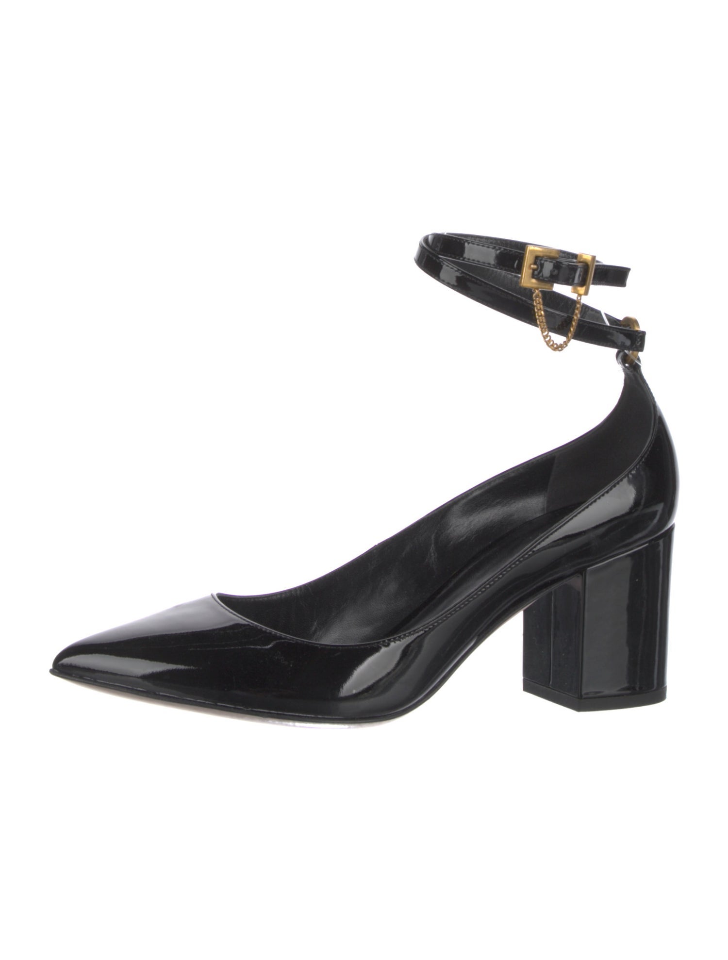 Valentino Patent Leather Chain-Link Accents Pumps